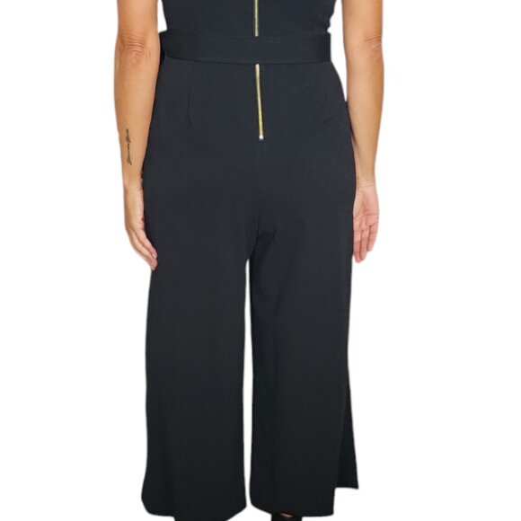 Calvin Klein Women's Ruffle-Trimmed Black Cocktail Jumpsuit Size 12 - Picture 5 of 8